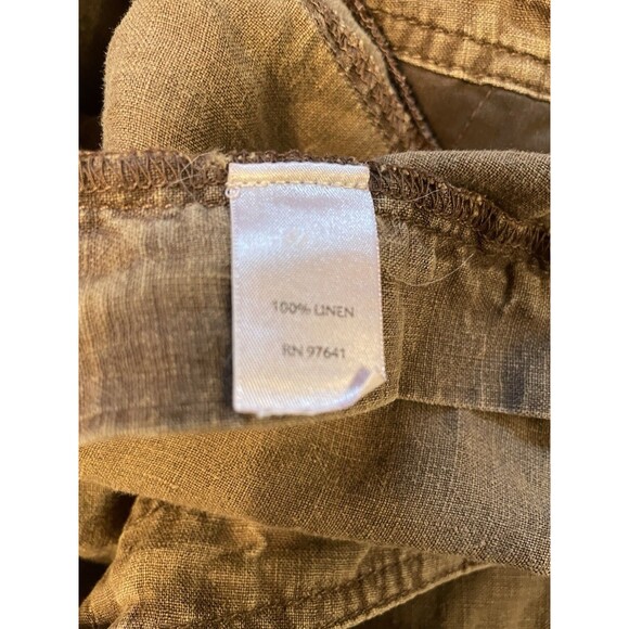 J Jill 100% Linen Skirt 10 Brown A-Line Twirl Capsule Minimalist Past Knee - Picture 5 of 5